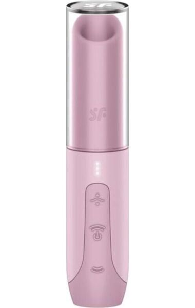 Stimulator clitoridian cu aspirație Satisfyer Secret Kiss în roz, cu siluetă inspirată de un ruj