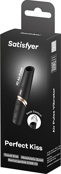 Stimulator clitoridian cu aspirație Satisfyer Perfect Kiss, negru cu auriu