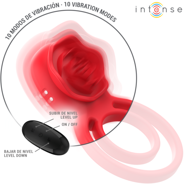 Vibrator clitoridian Intense Gail în formă de trandafir roșu, cu telecomanda lui