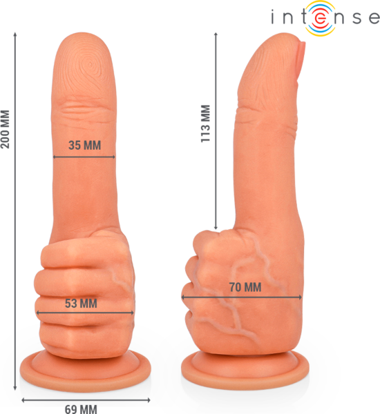 Dildo Intense Bender în formă de mână, cu bază cu ventuză