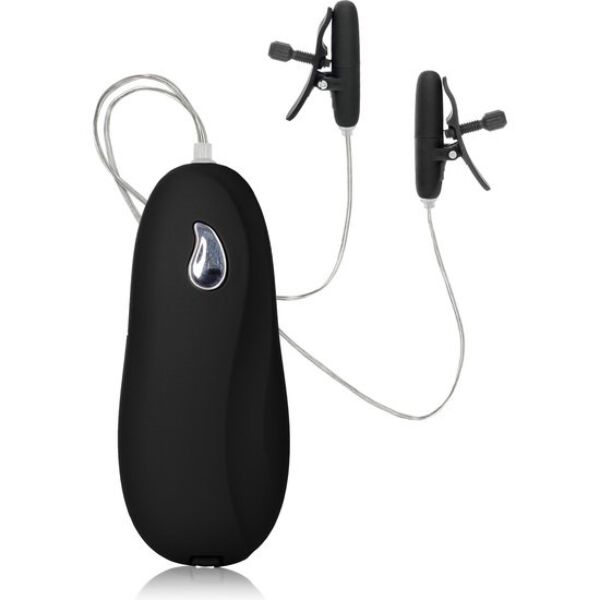 Cleme negre Nipple Play Heated Teasers Black de la CalExotics, cu șuruburi de reglare și telecomandă