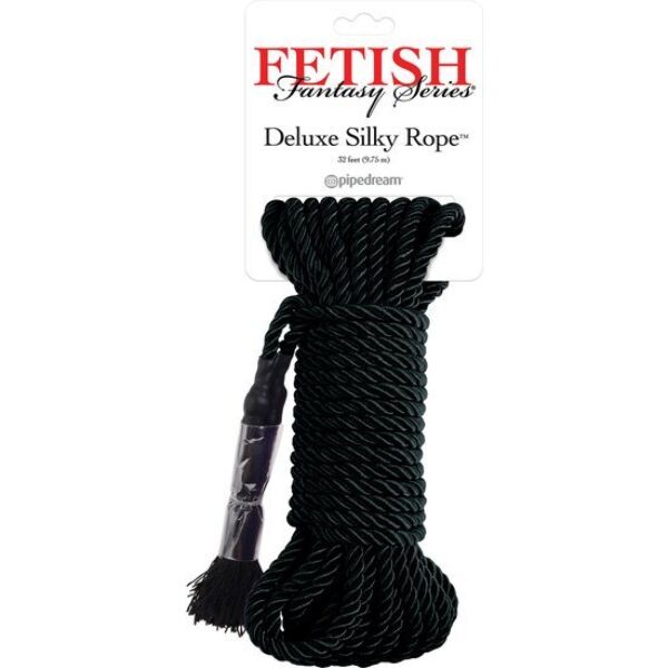 Frânghie neagră pentru bondage Pipedream Black Deluxe Silk Rope