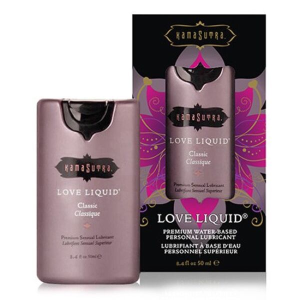 Lubrifiant Kama Sutra Love Liquid Classic de 100 ml, lângă cutia lui