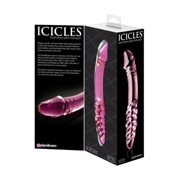 Dildo din sticlă Pipedream Icicles N. 57, cu două capete
