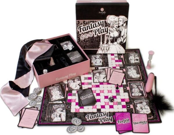 Joc erotic de societate Secret Play Fantasy Play cu tabla, cardurile și accesoriile sale