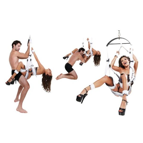 Leagăn Fetish Fantasy Series Bondage Swing cu suporturi căptușite și prinderi pentru încheieturi și glezne