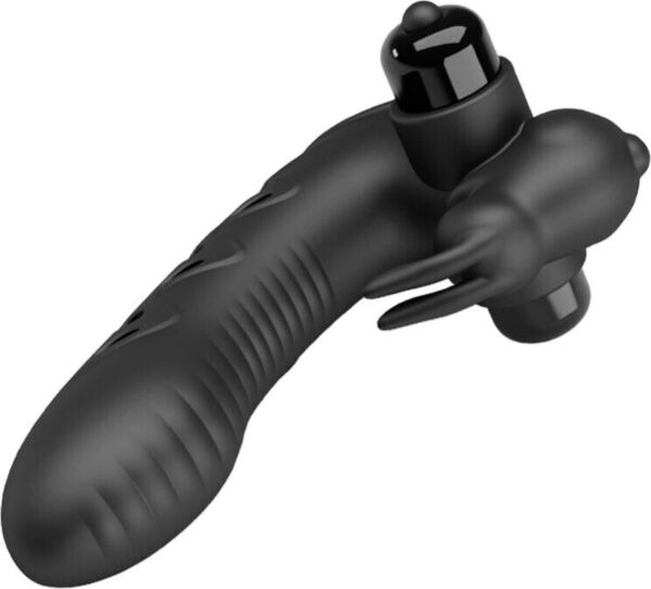 Vibrator pentru deget Pretty Love BI-014851 în formă de iepuraș, negru lucios