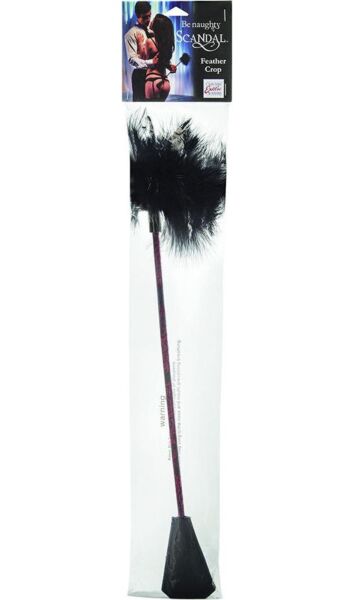 Cravașă cu pene CalExotics Scandal Feather Crop, în roșu și negru