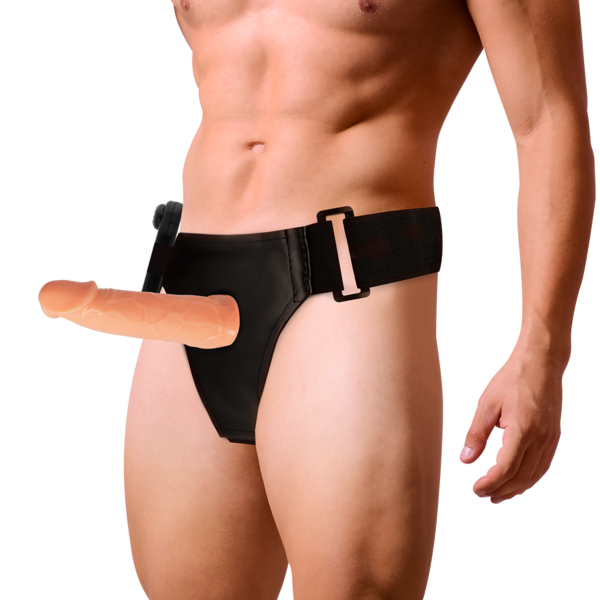 Ham strap-on gol Harness Attraction Willian, penis realist de culoare naturală, cu curelele lui
