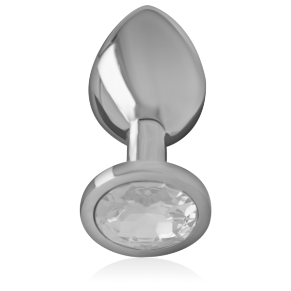 Dop anal Intense Silver Crystal, din metal, cu piatră strălucitoare și detalii albastre