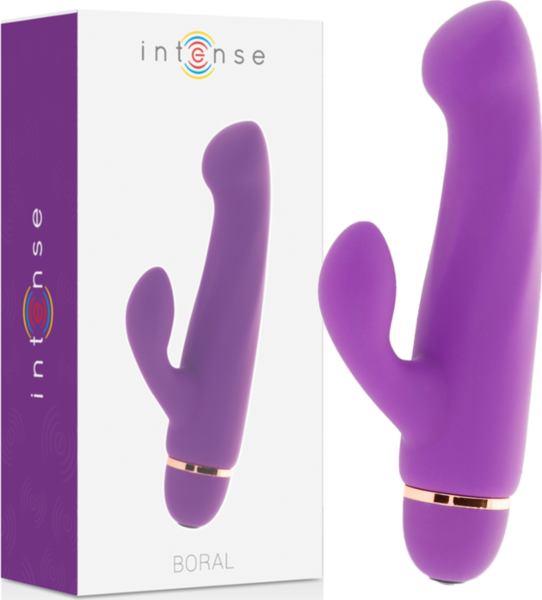 Vibrator cu dublă stimulare Intense Fun Boral, cu vârful curbat și stimulatorul de clitoris