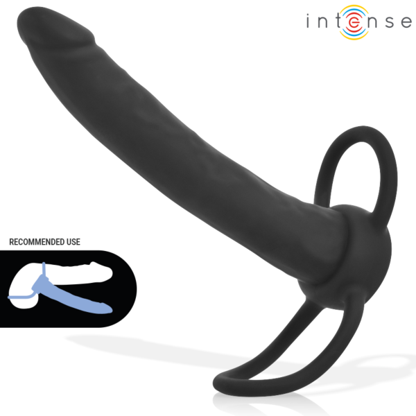 Dildo anal Intense Lucas cu inel pentru penis și inel pentru testicule integrate