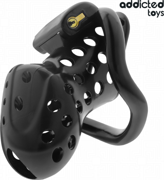 Cușcă de castitate Addicted Toys Locked 10,5 cm cu cele patru inele, lacătul și cheile