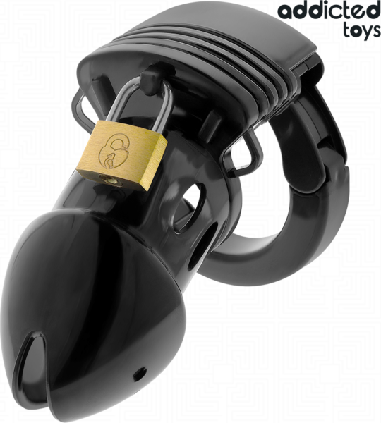 Cușcă de castitate Addicted Toys Locked 7,5 cm cu inelul pubian, lacătul și cheile