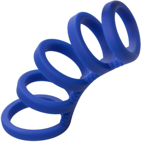 Cușcă pentru penis CalExotics Admiral Xtreme din silicon albastru, cu inelele ei gradate