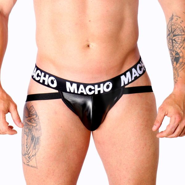 Jockstrap Macho Underwear MX25NC cu banda elastică în roșu, galben și alb