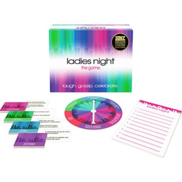 Jocul de întrebări Kheper Games Ladies Night, cu roata, blocul și cărțile