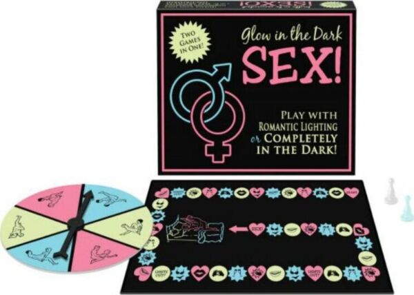 Joc erotic de societate Kheper Games Glow in the Dark Sex! cu cutia lui
