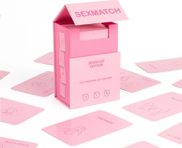 Cutia și cărțile jocului pentru cupluri Sexmatch Massage Edition de la Secret Play