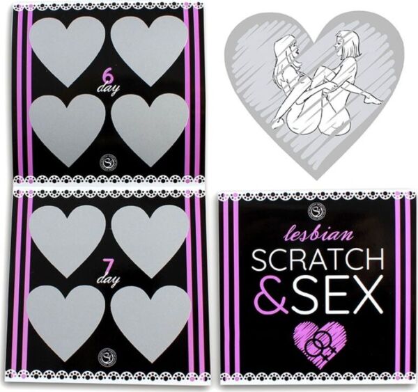 Joc erotic cu răzuire Secret Play Scratch & Sex Lesbian, cu poziții pentru cupluri de femei