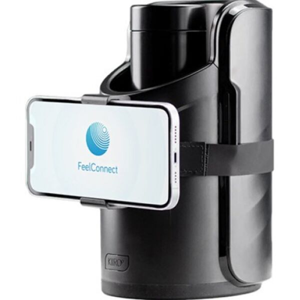 Suport telefon Kiiroo Keon 1 Phone Holder, de culoare neagră, cu cureaua lui cu velcro