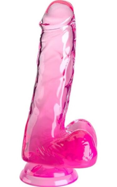Dildo King Cock Clear cu testicule, vene pronunțate și bază cu ventuză
