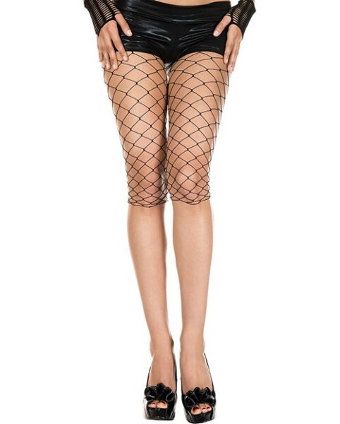 Colanți cu plasă mare Music Legs, negri, până la genunchi