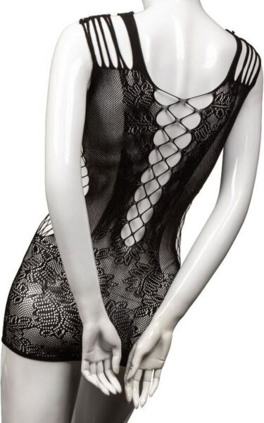 Rochie mini Scandal Peek-A-Boo Mini Dress de la CalExotics, din dantelă tip plasă neagră