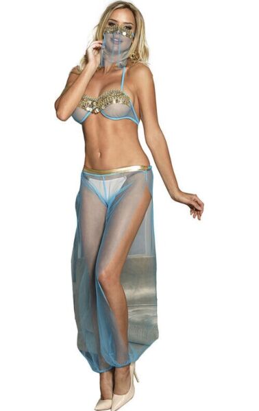Set de lenjerie Subblime India Style cu bralette albastru și paiete aurii