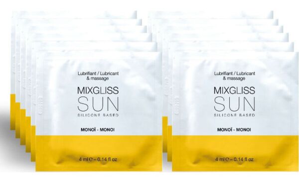 Cutie cu 12 monodoze de lubrifiant pe bază de silicon Mixgliss Sun Monoi