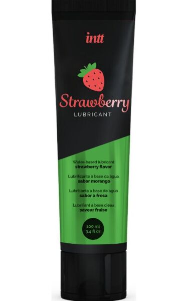 Lubrifiant pe bază de apă INTT de 100 ml, cu aromă de vată de zahăr și cu aromă de căpșuni