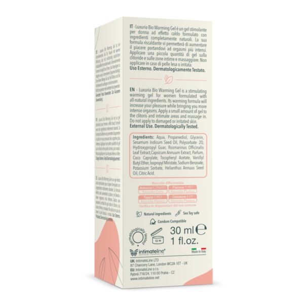 Gel stimulator cu efect de căldură Luxuria BIO Warming 30 ml de la Intimateline