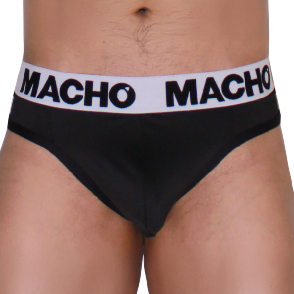 Jockstrap Macho Underwear MTG002 văzut din față și din spate, cu cele două benzi din spate