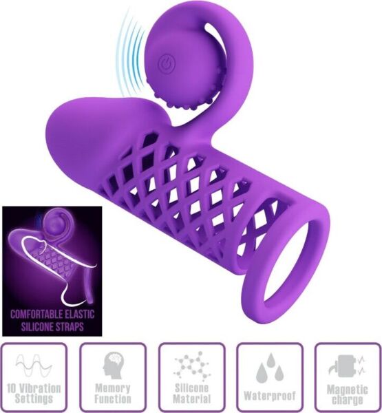 Manșon pentru penis Romance Harden mov, cu cap spiralat