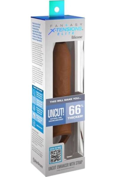 Manșon pentru penis Fantasy X-tensions Elite Uncut cu curea, din silicon
