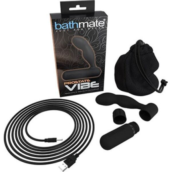 Vibrator de prostată Bathmate Prostate Vibe de culoare neagră, cu vibratorul bullet