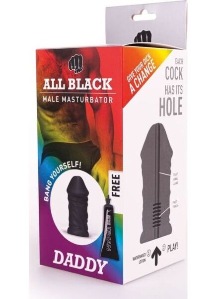 Masturbator All Black Daddy în formă de penis, cu vene pronunțate și gland gros