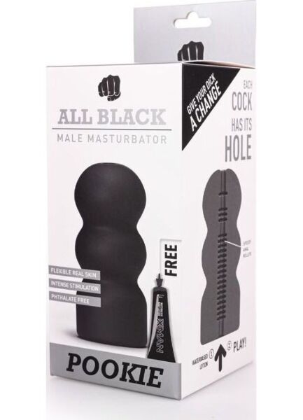 Masturbator ALL BLACK Pookie, cu forme curbe