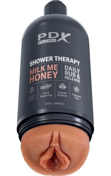 Masturbator PDX Plus Shower Therapy Milk Me Honey în formă de sticlă de șampon