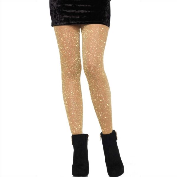 Dresuri transparente Leg Avenue Lurex Shimmer Gold, de culoare aurie, cu luciu