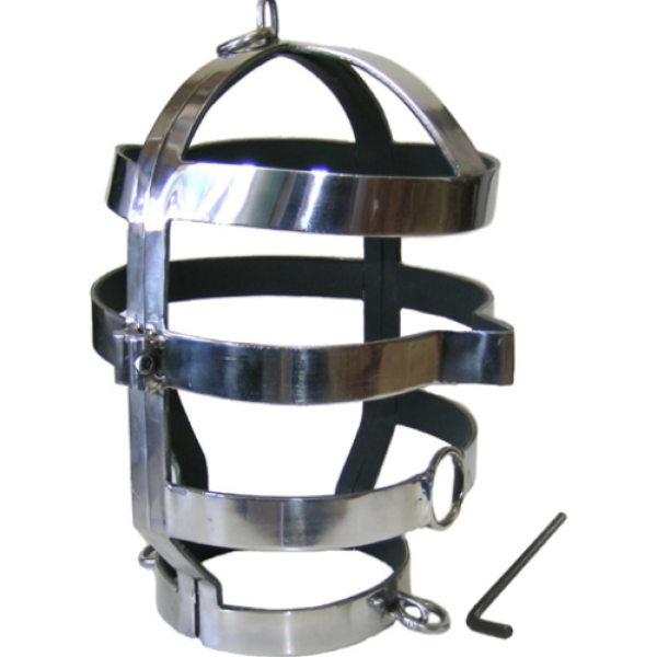 Mască BDSM Metal Hard Mask with Steel Necklace cu zgarda ei