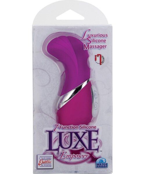 Mini vibrator Calexotics Silicone Luxe Empower roz, cu vârf curbat și striații