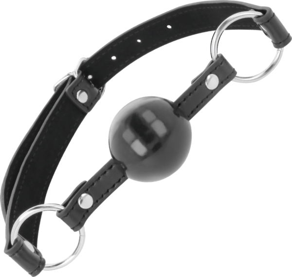 Căluș cu bilă Darkness Black Ball Gag, negru, cu curelele sale