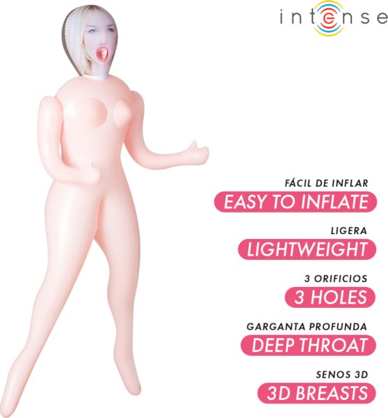 Păpușă gonflabilă Intense Dolls Ingrid cu trei orificii și sâni 3D