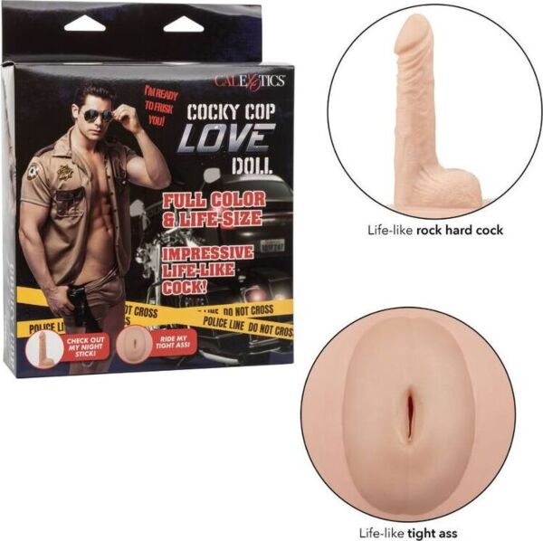 Păpușă gonflabilă CalExotics Cocky Cop Love Doll, cu corp întreg