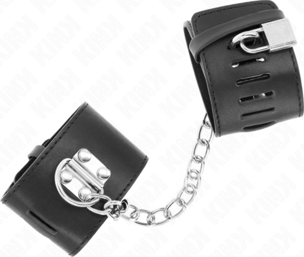 Cătușe negre Kink Fixed Wrist Restraints, cu lanț și închidere cu lacăt