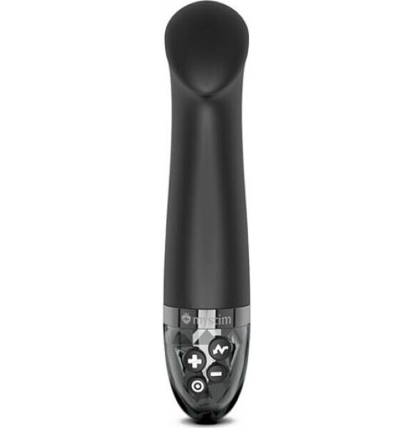 Vibrator cu e-stim Mystim Right on Ron Black, din silicon negru, în formă de punct G