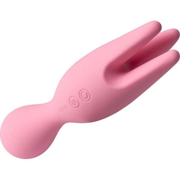Vibrator SVAKOM Nymph Pink roz, cu capul rotund și cele trei degete rotative