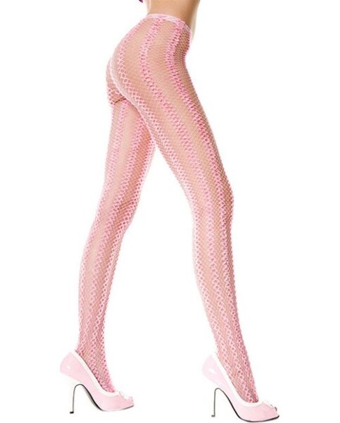 Ciorapi-plasă Music Legs roz cu modele verticale