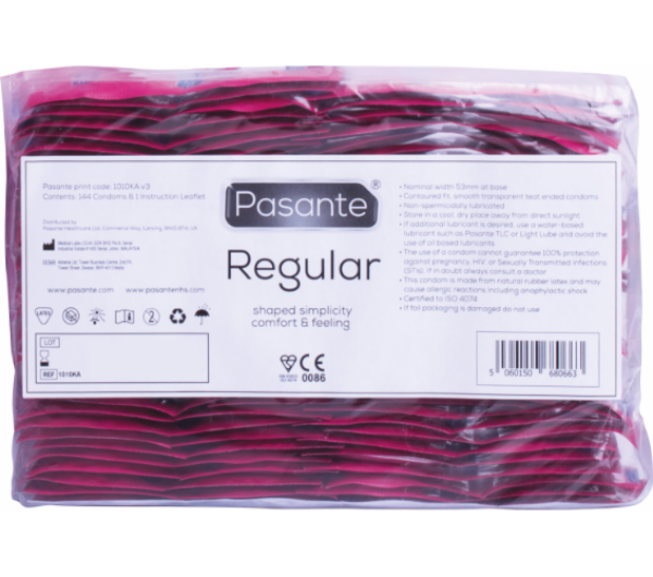 Cutie cu 144 prezervative Pasante Regular